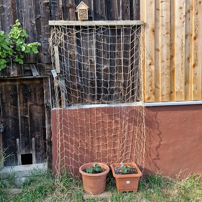 Jute Trellis Netting - Jute Netting for Garden, Heavy Duty Plant Support Netting for Climbing Plants, Cucumber, Vine, Fruits & Vegetables, Climbing Vining Plants (3.3 Ft X 16.4 Ft, 3.9 Inch Squares)