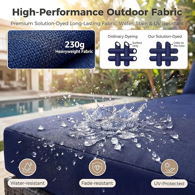 NICESOUL 13 Piece Outdoor Patio Furniture Set with Fire Pit, Extra Large 29.3'' High Back Patio Sofa Set w/Lounges, Oversized Wicker Outdoor Sectional with Fire Pit for Deck, Lawn, Yard, Gray & Navy