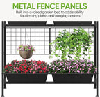 CADUKE Raised Garden Bed, Garden Raised Planter Box with Legs, 32" Elevated Vegetable Garden Beds with Drainage Holes & Trellis, Herb Garden Planter Outdoor for Vegetables, Balcony, Patio, Black