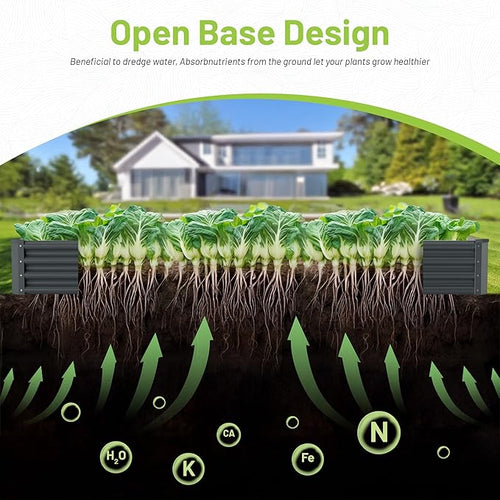 2PCS 8x4x1FT Galvanized Raised Garden Bed, Galvanized Planter Raised Garden Boxes Outdoor, Large Metal Raised Garden Beds for Vegetables-Grey