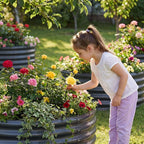 AHEONLAR 3Pack 2x2x1 ft Round Galvanized Raised Garden Bed Kit Round Metal Flower Box Large Planter Raised Beds Outdoor Garden for Planting,Fruit,Herb-Grey