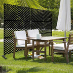 Casaphoria Metal Privacy Screen Outdoor, 72" H x 47" W Freestanding Decorative Privacy Screen for Patio Deck Balcony Garden with Stable Base, Black Parallel