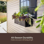 Mayne Vista 2ft Modern Window Box Planter with Panel Design and Drainage Hole