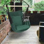 Highwild Hammock Chair Hanging Rope Swing - Max 500 Lbs - 2 Cushions Included - Steel Spreader Bar with Anti-Slip Rings - for Any Indoor or Outdoor Spaces (D- Cushions Included-Green)