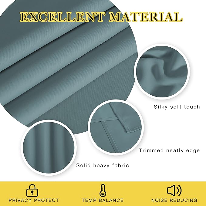 NICETOWN Blackout Patio Curtains 100 x 144 Inches Long for Sliding Door Extral Wide Blackout Curtain Panels Thermal Insulated Room Divider - Grommet Top, 100" W x 144" L, 1 Panel, Greyish Blue