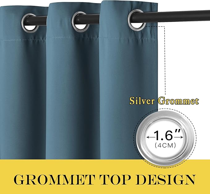 NICETOWN Blackout Sliding Door Curtains 84 Inch Length, Extra Wide Room Divider Grommet Energy Saving Thermal Insulated Curtain for Patio Door Window(W80 x L84, 1 Panel, Smoky Blue)