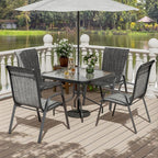 UDPATIO Patio Chairs Set of 4, Stackable Outdoor Dining Chairs with High Back, Textilene Fabric Breathable Outdoor Chair All Weather, 350LBS Capacity for Garden, Backyard (Dark Grey)