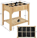 Yaheetech 36'' Hx25'' Wx37'' L Raised Garden Bed 8 Pocket Herbs Garden Planter Outdoor Horticulture Vegetables Standing Planters Boxes with Grow Grid
