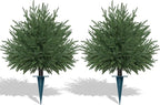Artificial Norfolk Topiary Cedar Trees with Ground Spike, 2 Pieces Fake Pine Shrubs Bushes, UV Resistant Faux Evergreen Tree Plants for Indoor Outdoor Planters Front Porch