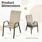 MAMIZO Patio Dining Chairs, Stackable All Weather Teslin Chair, Heavy Duty Outdoor Breathable Chairs Set, w/Armrests, Upgraded Chair FeetW/Strenthened Iron Spacers, 330 LBS (8, Brown)