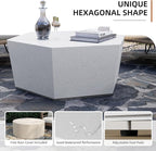 UPHA Outdoor Hexagon Coffee Table, Small Modern Minimalist Accent Tables, Low Light Concrete Center Table for Living Room, Outside Patio, Deck, 35×30.7×15, Off-White