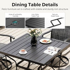Pamapic 5-Piece Outdoor Dining Set, Patio Dining Set for 4, Outdoor Table and Chairs, All-Weather Outdoor Patio Set with Textilene Swivel Chairs for Garden, Poolside, Deck，Gray