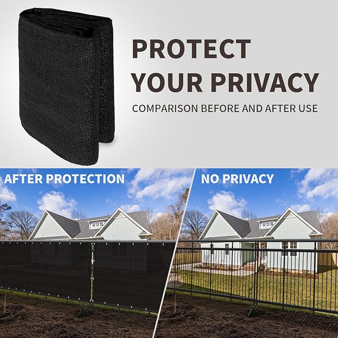 LOVE STORY Custom Size 3.3'x20' Black Balcony Privacy Screen,UV Block Privacy Fence Screen,90% Shield for Outdoor Pool Garden Apartment Railing