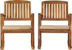 Christopher Knight Home Selma Acacia Rocking Chairs with Cushions, 2-Pcs Set, Teak Finish