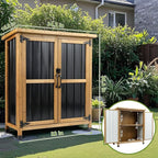 Outdoor Storage Cabinet, Small Wood & Metal Storage Shed - Image 2