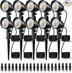 MEIKEE 15W 1500LM Low Voltage Landscape Lighting 12-24V Warm White LED Landscape Lights IP66 Waterproof Outdoor Garden Spotlights Pathway Tree Wall Fence Flood Lighting(10 Pack)