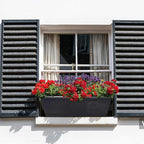 QPEY Window Box Planter, 10 Pack 17 Inch Plastic Flower Box with Tray Rectangular Planters for Outdoor Indoor Plants Garden Home Decor (Black)