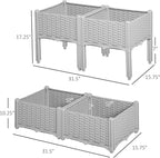 Outsunny 4 Piece Raised Garden Bed with Legs, Planter Box Raised Bed to Grow Flowers, Herbs & Vegetables, Gray