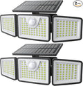 2500LM Solar Lights Outdoor with Motion Sensor,3 Head 270° Wide Angle Street Area Lights, IP65 Waterproof Security Lighting with 3 Modes(Non-Remote,2 Pcs)