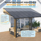 AECOJOY 10' x 14' Adjustable Height Outdoor Lean to Gazebo Pergola for Patio, Large Wall-Mounted 6.5-9.8 Ft Hard Top Metal Heavy Duty Metal Awnings Shelter Pergolas and Gazebos Clearance with Roof
