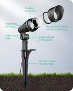 EDISHINE Low Voltage Landscape Lights, 3.2W 12V ACDC 240LM Low Voltage Spotlight, CRI 80 & Beam Angle 35°, 3000K, Aluminum Housing Outdoor Landscape Lighting for Trees, Yard, Garden, Houese 8 Pack