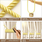 Hion Magnetic Curtain Tiebacks Golden 4 Pack, Curtain Tiebacks Buckles Holdbacks Holders Hooks Clip for Home Bedroom Office Decorative Thick or Thin Curtain