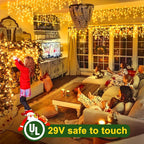 String Lights, 1216 LEDs, 100 ft Warm White Outdoor Christmas Lights