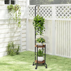 Plant Stand Indoor, 2 Tier Hanging Tall Plant Shelf with Wheels, 3 Potted Corner Flower Stand Metal Plant Holder, Plant Shelves for Living Room, Bedroom, Patio, Outdoor, Black