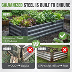 INNO STAGE 4×2×1ft Galvanized Raised Garden Bed Kit, Galvanized Planter Raised Garden Boxes Outdoor, Large Metal Raised Garden Beds for Vegetables, Flowers, Herbs, and Succulents, Grey