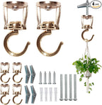 ONIKK Ceiling Hooks for Hanging Plants (4 PCS Gold), Heavy Duty Metal Plant Hooks, Screw in Hooks for Hanging Birdfeeders, Lamps, Planters, Indoor Outdoor Wall Baskets Hooks up to 33 lbs