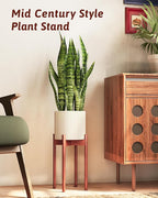 Adjustable Plant Stand Indoor, Bamboo Plant Stand Fits 8 9 10 11 12 Inches, Small Corner Planter Holder for Indoor Plants, Single Floor Plant Stands for Living Room Balcony, Reddish Brown Tall