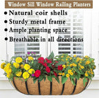 2pack 16-inch Window Sill Window Railing Planters with Cocoa Liner for Outdoor Balconies, Porches, Fences, Patio Railings