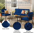 Patio Cushion Covers, 8-Piece Navy Stretch Set with Non-Slip Straps