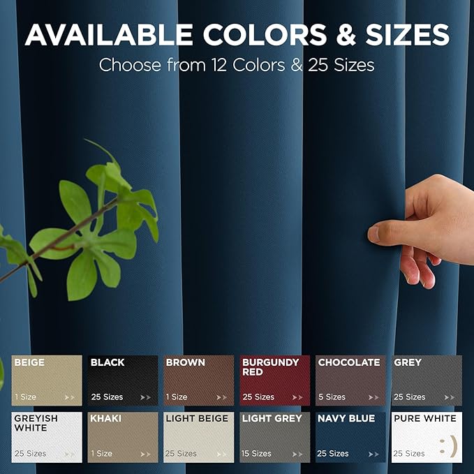 Blackout Patio Sliding Door Curtains – Navy Blue, 70Wx96L, 1 Panel