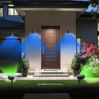 TECKNET Solar Color Changing Lights, 7 Lighting Modes Solar Spot Lights Outdoor Waterproof IP68, 4 Pack Multicolor RGB Outdoor Lights for Garden Yard Landscape Decor (RGB)