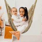 Barydat 2 Pcs Hanging Hammock Chair Boho Swing Chair Indoor Outdoor Cotton Rope Weaving Chair with 40 Inch Detachable Metal Bars for Backyard Living Room Bedroom Garden(Brown)
