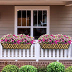 4 Pack 16 Inch Window Boxes Planters Railing Planter Box with Adjustable Brackets for Porch Fence Patio Balcony Hanging Flower Baskets with Coco Liners for Outdoor Garden Decor - Black