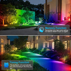 MEIHUA Solar Spot Lights Outdoor Color Changing, 6 in 1 Solar Landscape Lighting RGB Spotlights with Remote Control, IP66 Waterproof Solar Lights Outdoor Garden for Pathway Yard Pool Tree