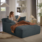 67 Inch Chaise Lounge Chair Indoor, Oversized Corduroy Upholstered Boneless Sofa Bed, Deep Seat Sleeper Couch Reading Chairs, Cloud Sofas Couches for Living Room, No Assembly Required (Dark Grey)