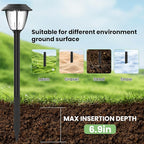 8 Sets Flame Lamp Extension Kit for Solar Torches, Ground Stakes and Joint Connectors to Elevate Outdoor Lighting, Black Adapters for Garden, Backyard & Landscape Decor