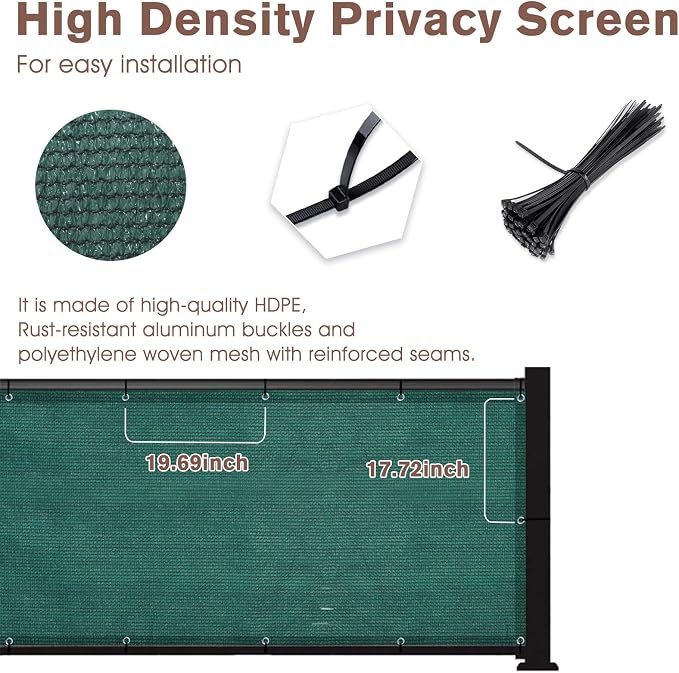 SUNNY GUARD Customized 3'x29' Dark Green Balcony Privacy Screen, 91% Shade - Image 4