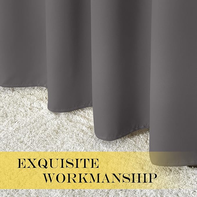 NICETOWN Blackout 102 inch Curtains for Sliding Glass Door, Grommet Thermal Insulated Room Darkening Window Treatment Sound Reducing Drapes for Room Divider, Gray, 1 Panel, W100 x L102