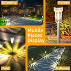 DERAYSION 12 Pack Solar Pathway Lights Outdoor, Auto Dusk-to-Dawn Landscape Garden Lighting, Waterproof Stainless Steel Pole Lighting for Path, Yard, Walkway, Garden, Driveway