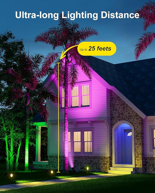 2 Pack Color Changing Solar Spotlights Outdoor for Tree, Flower, Plant, Statue, Sign, Decorative wall, Waterproof Rainbow Lanscape Spot Uplights for House Outside, Yard, Garden, Patio, Pathway, Pool