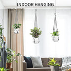 Macrame Plant Hanger - Fits 4 to 15 inches Pots for Indoor Outdoor, 43"/35"/29" Different Sizes Set, Gray (POTS NOT Included)