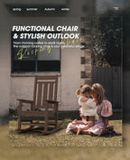 KINGYES Oversized Outdoor Rocking Chair, All-Weather Patio Rocking Chairs for Porch, HDPE Outdoor Patio Rockers with High Back & Wide Seat for Garden, Lawn, Coffee