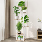 AZERPIAN Plant Stand 6 Tier Indoor Metal Flower Shelf for Multiple Plants Corner Tall Flower Holders for Patio Garden Living Room Balcony Bedroom, White