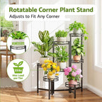 Metal Plant Stand, 7 Tier Tall Wrought Iron Plant Shelf Holder for Indoor, Outdoor Folding Tall Display Rack Flower Pot Stand for Corner Office Balcony Patio - BlackCircle