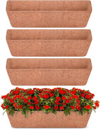 Halatool 4 Pack 24 Inch Window Box Liners, Pre-Formed Coco Fiber Replacement Liner, Natural Coconut Coir Planter Liners for Wall, Hanging Basket, Flower Pot, Fence and Railing