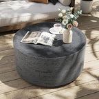 UPHA Outdoor Round Coffee Table, Small Modern Minimalist Accent Tables, Low Light Concrete Center Table for Living Room, Outside Patio, Deck, 28×28×13, Dark Grey